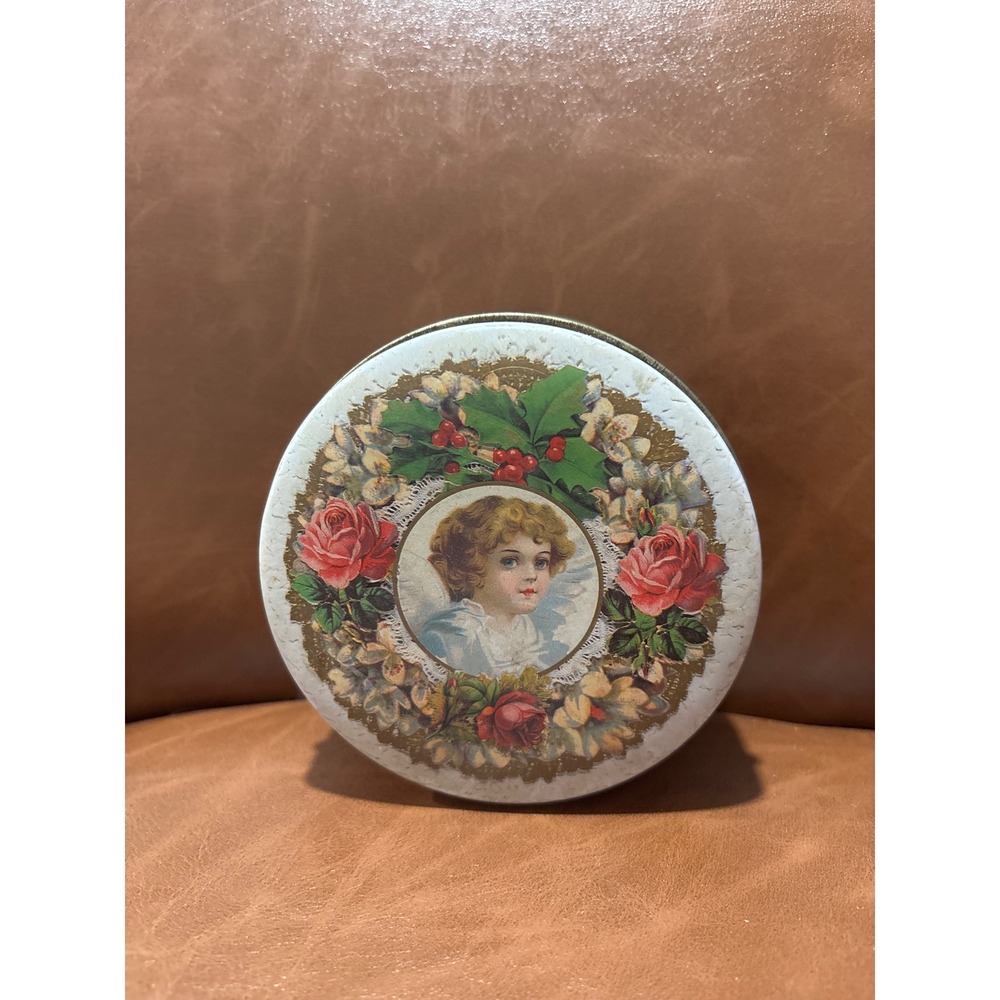 Vintage Kathy Orr Grelis Graham Ltd Victorian Girl Christmas Rose Floral Tin
